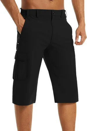3/4 Cargo Shorts for Men Lightweight Outdoor Climbing Hiking Walking Capri Work Shorts with Multi Pockets Athletic Gym Shorts