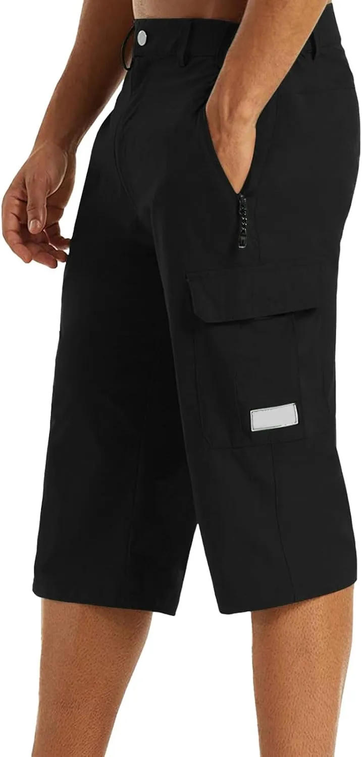 3/4 Cargo Shorts for Men Lightweight Outdoor Climbing Hiking Walking Capri Work Shorts with Multi Pockets Athletic Gym Shorts