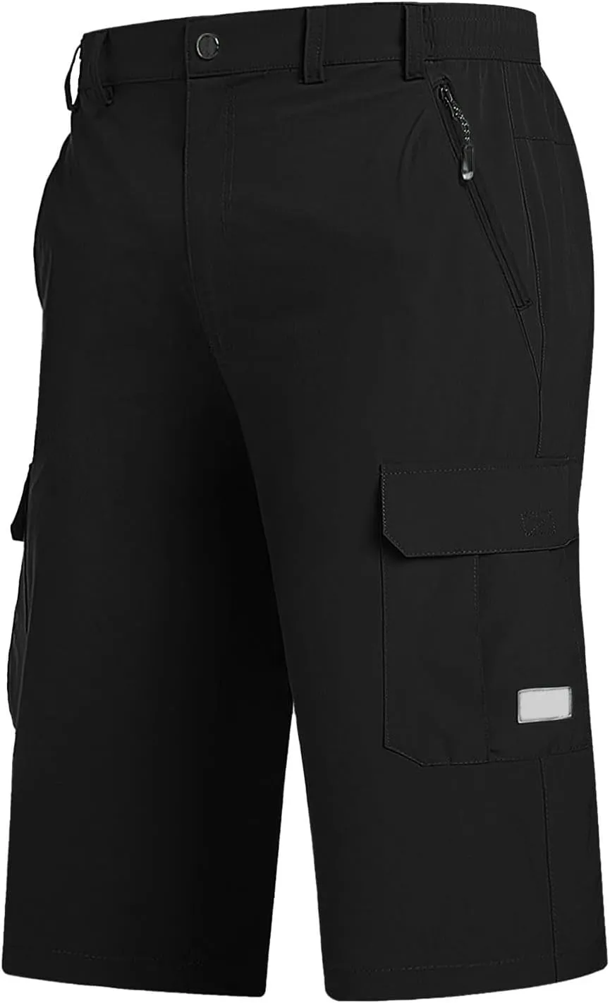 3/4 Cargo Shorts for Men Lightweight Outdoor Climbing Hiking Walking Capri Work Shorts with Multi Pockets Athletic Gym Shorts