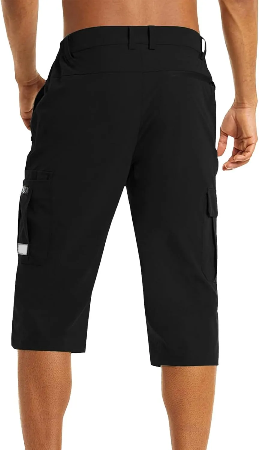 3/4 Cargo Shorts for Men Lightweight Outdoor Climbing Hiking Walking Capri Work Shorts with Multi Pockets Athletic Gym Shorts