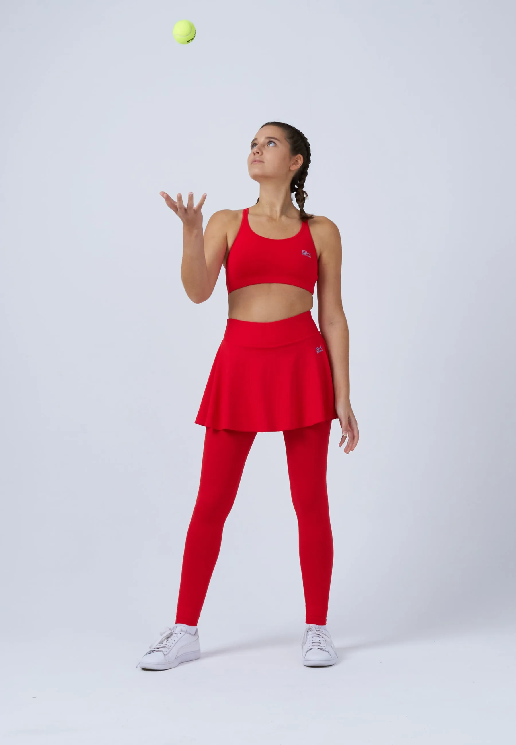 Advantage 2-in-1 Tennisskirt / Skort with Tights, red