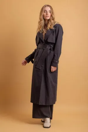 Asher Trench Coat Black Cotton