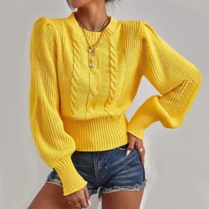 Autumn and Winter Casual Elegant Slash Neck Off shoulder Long Sleeved Knitted Pullover Sweater for Women