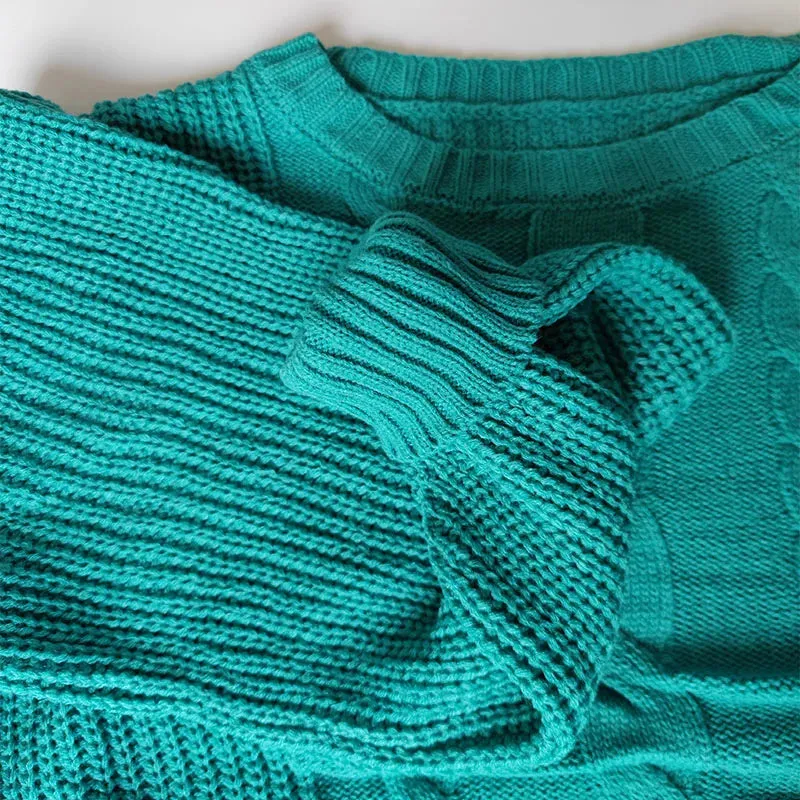 Autumn and Winter Casual Elegant Slash Neck Off shoulder Long Sleeved Knitted Pullover Sweater for Women