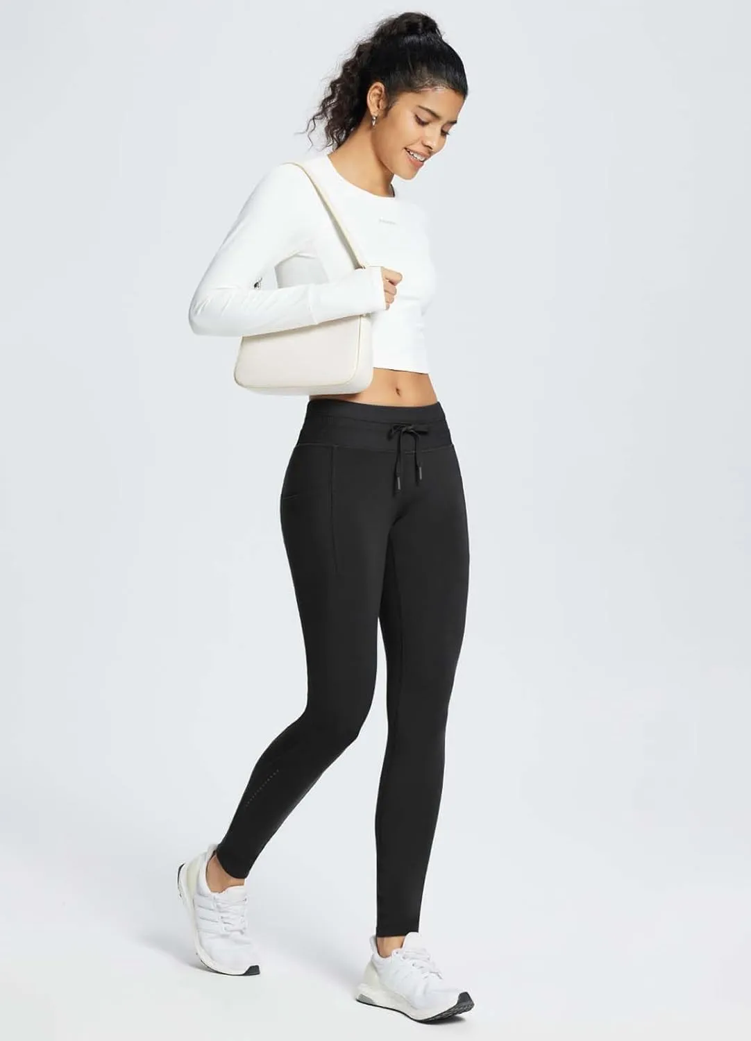 baleaf Women's Fleece Lined High Waisted Leggings Water Resistant Thermal Warm Winter Tights Ski Hiking Pants with Pockets
