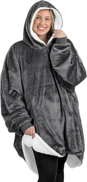 Bare Home Wearable Blanket B-Cozy Hoodie - Soft Plush Sherpa - Warm and Cozy - Oversized Wearable Blanket - Adult & Kid Sizes