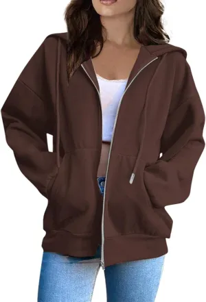 BDNXTV Womens Zip Up Hoodies Long Sleeve Sweatshirts Oversized Sweaters Casual Fashion Jackets Fall Outfits for Women 2024