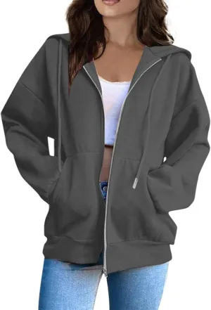 BDNXTV Womens Zip Up Hoodies Long Sleeve Sweatshirts Oversized Sweaters Casual Fashion Jackets Fall Outfits for Women 2024