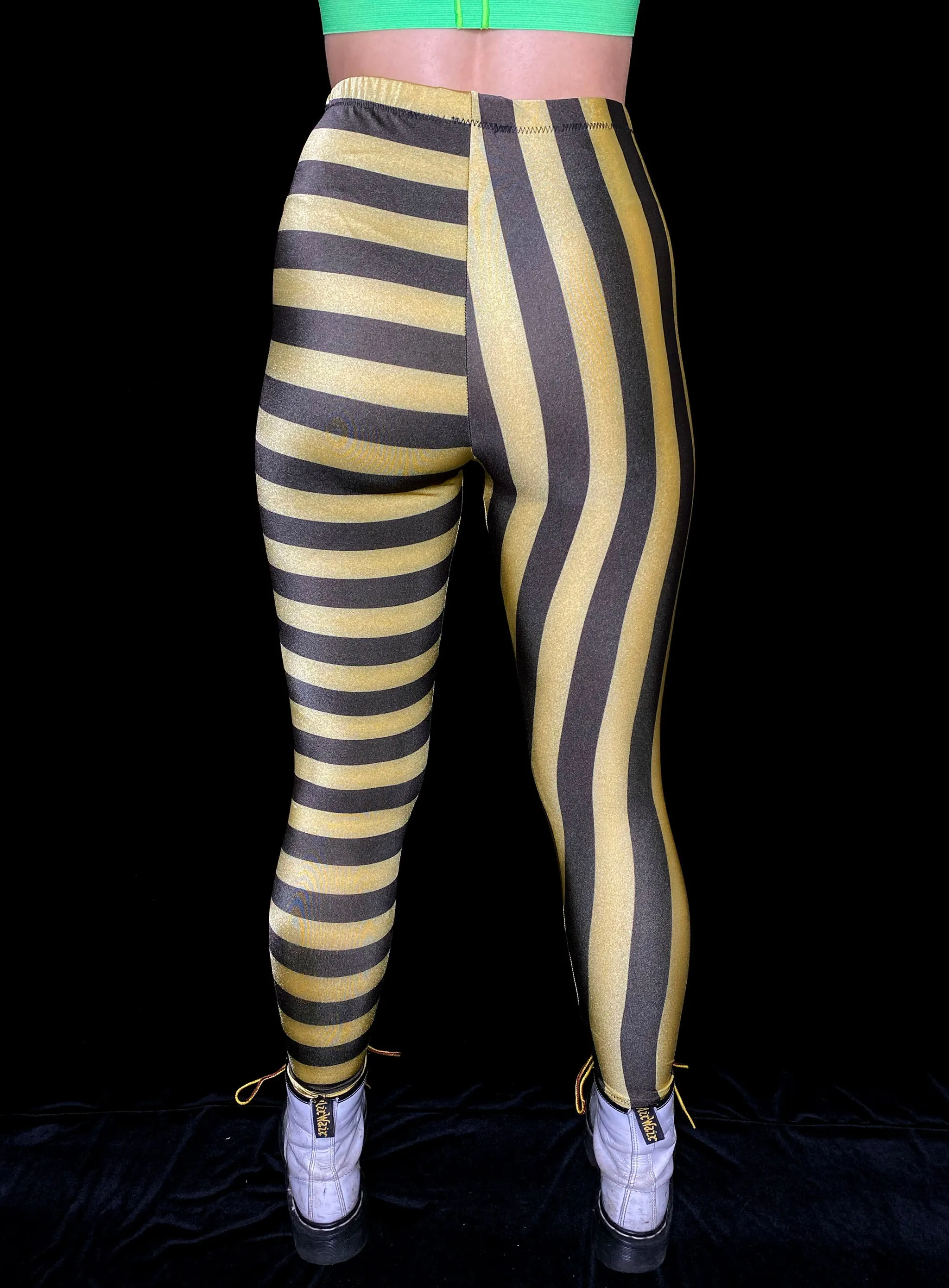 Black and Gold Stripe Leggings (Medium)