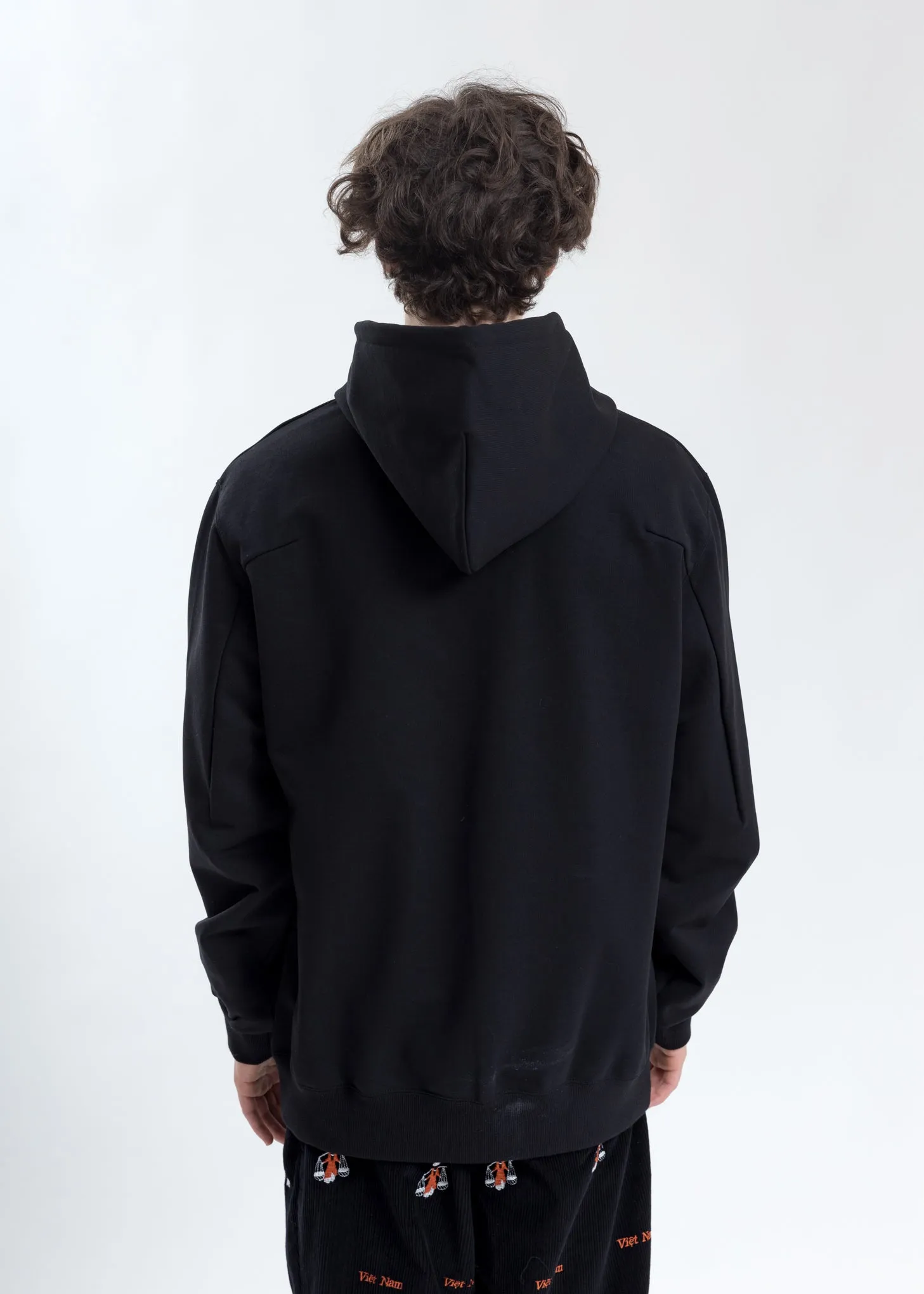 Black Thank You Fringe Embroidery Hoodie