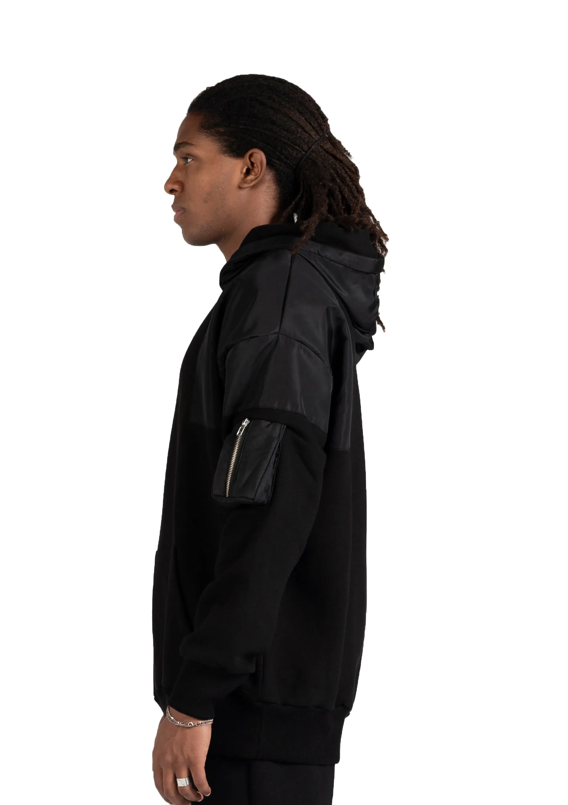 Black Waterproof Hoodie  Zipper pocket .
