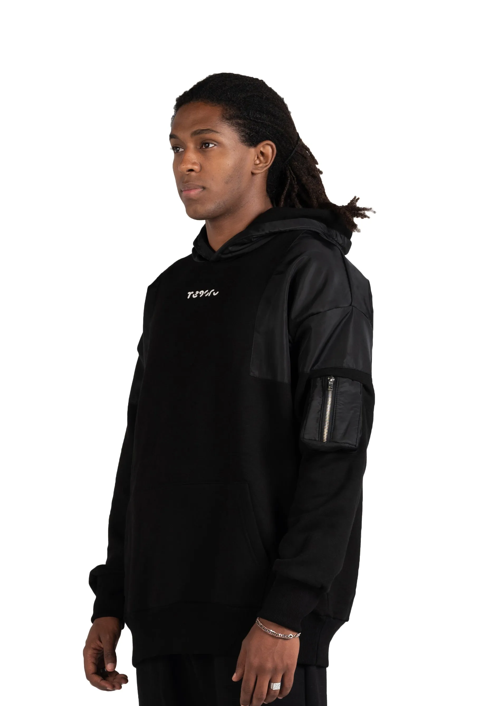 Black Waterproof Hoodie  Zipper pocket .