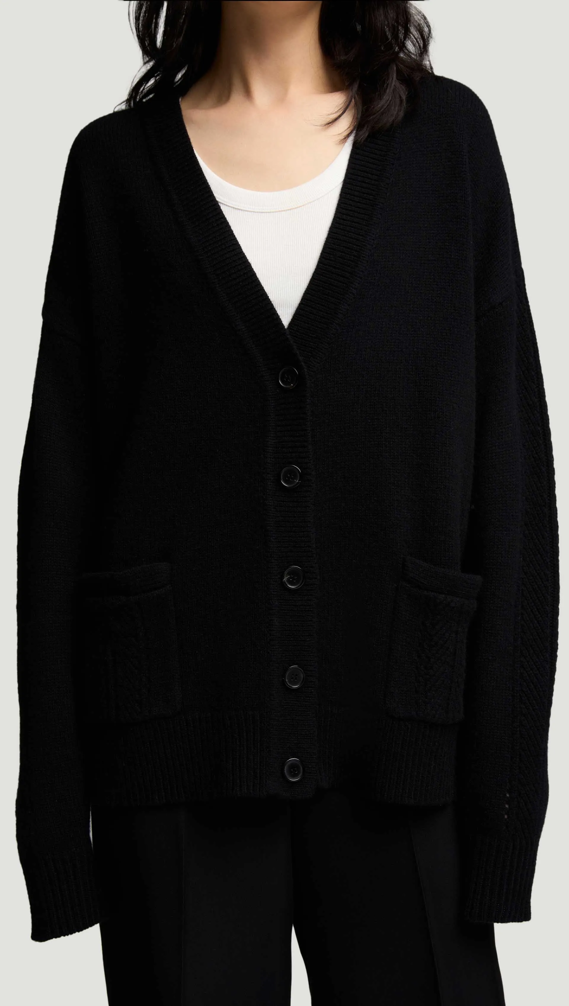 Boyfriend Cardigan in Merino Wool | Black