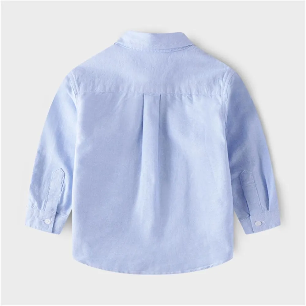 Boys Cartoon Letter Printed Lapel Solid Shirts Wholesale