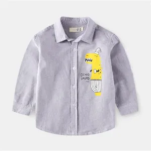 Boys Cartoon Letter Printed Lapel Solid Shirts Wholesale