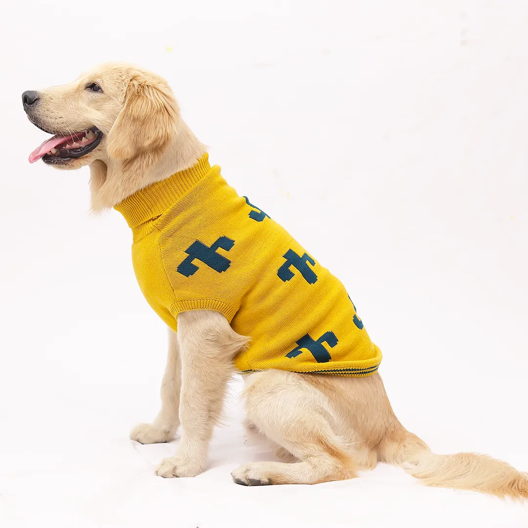 Bright & Cheerful Yellow Printed Dog Sweater
