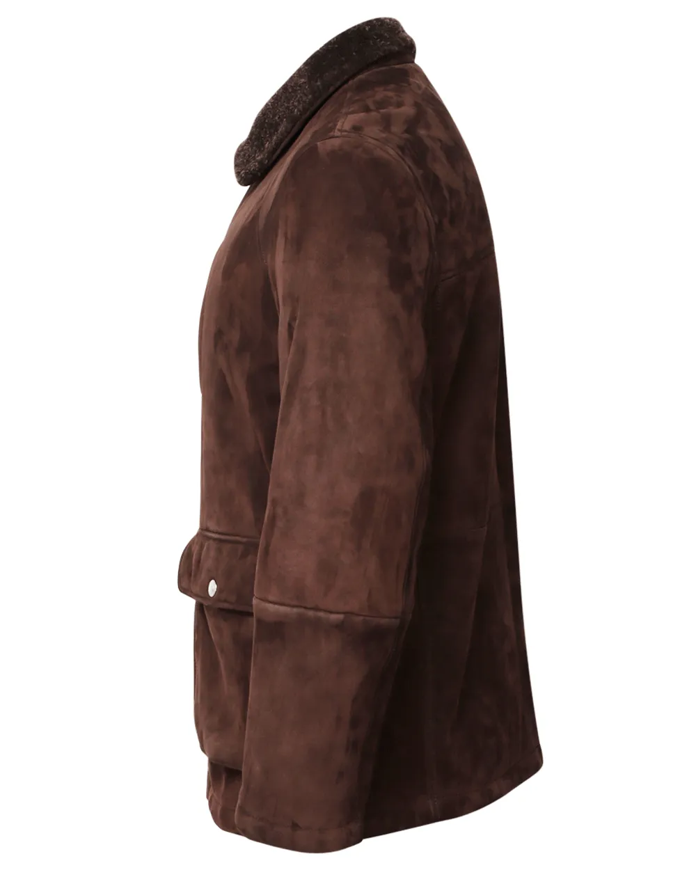 Brown Shearling Suede Field Jacket