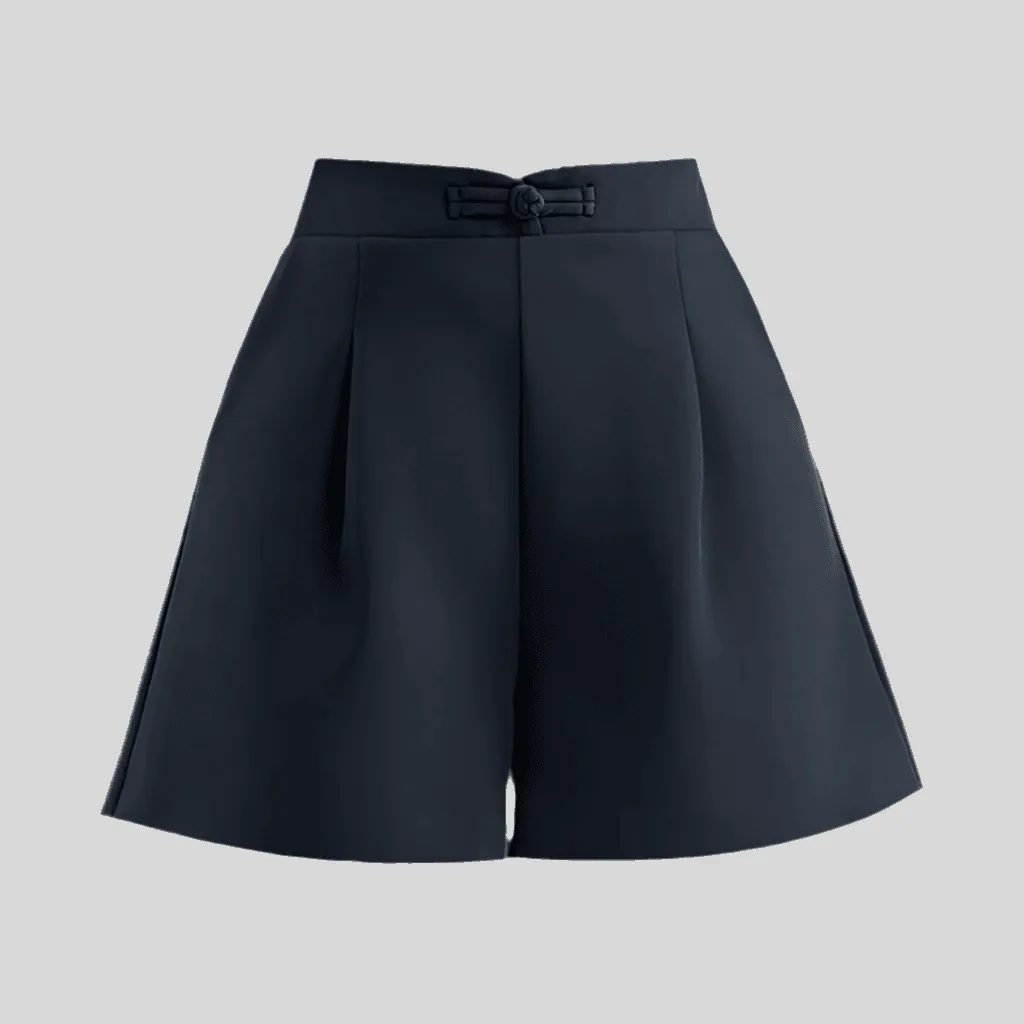 Buckle High Waisted Casual Wide Leg Shorts