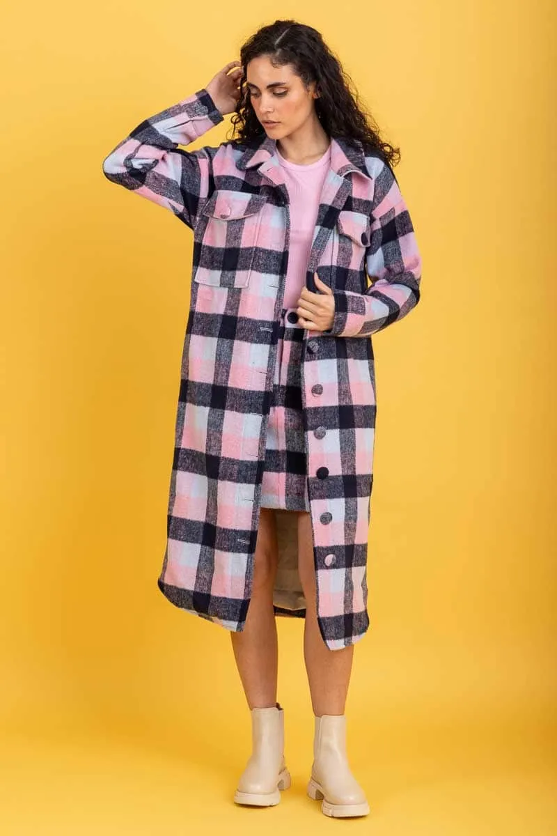 Cameron Coat Pink & Navy Check