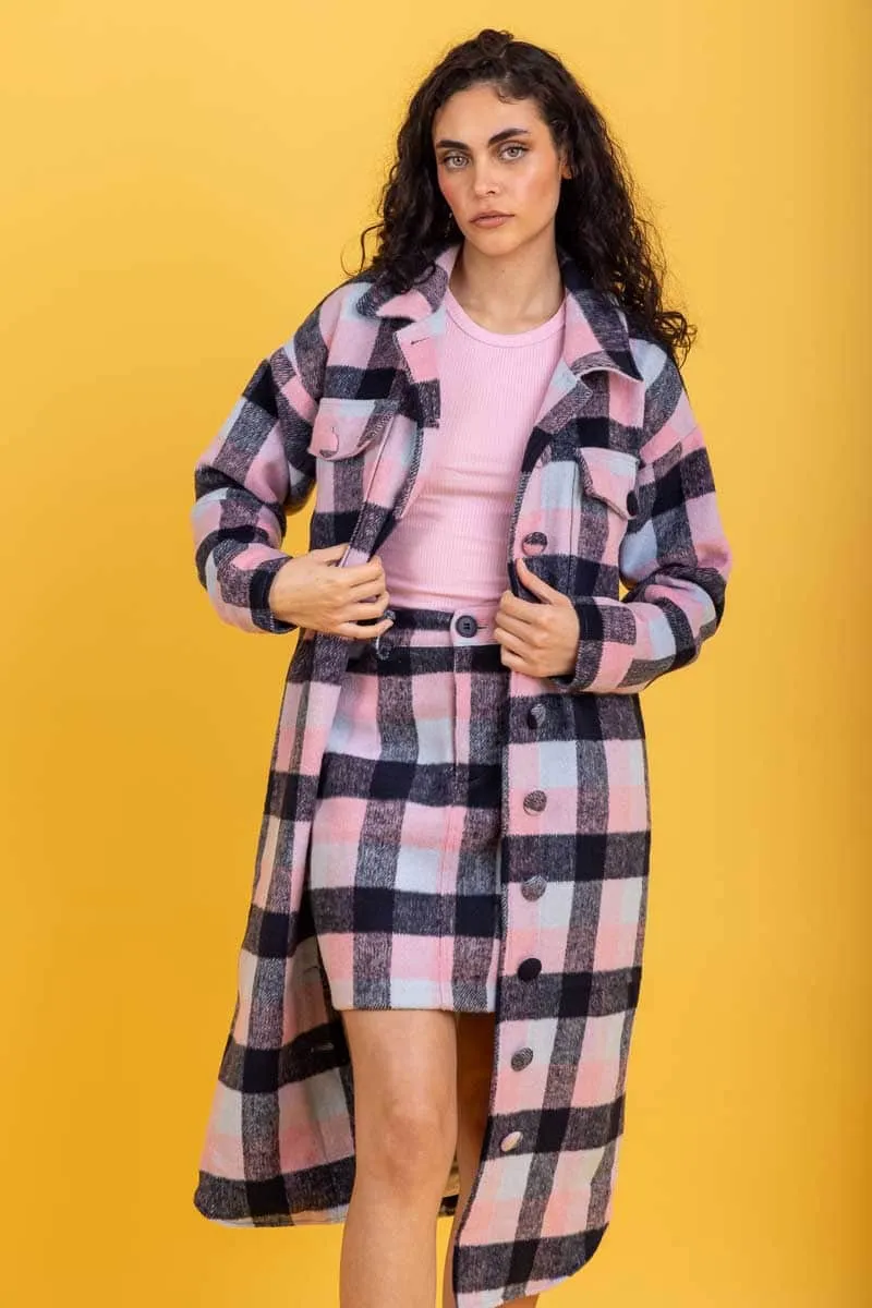 Cameron Coat Pink & Navy Check