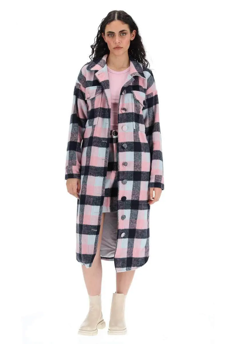 Cameron Coat Pink & Navy Check