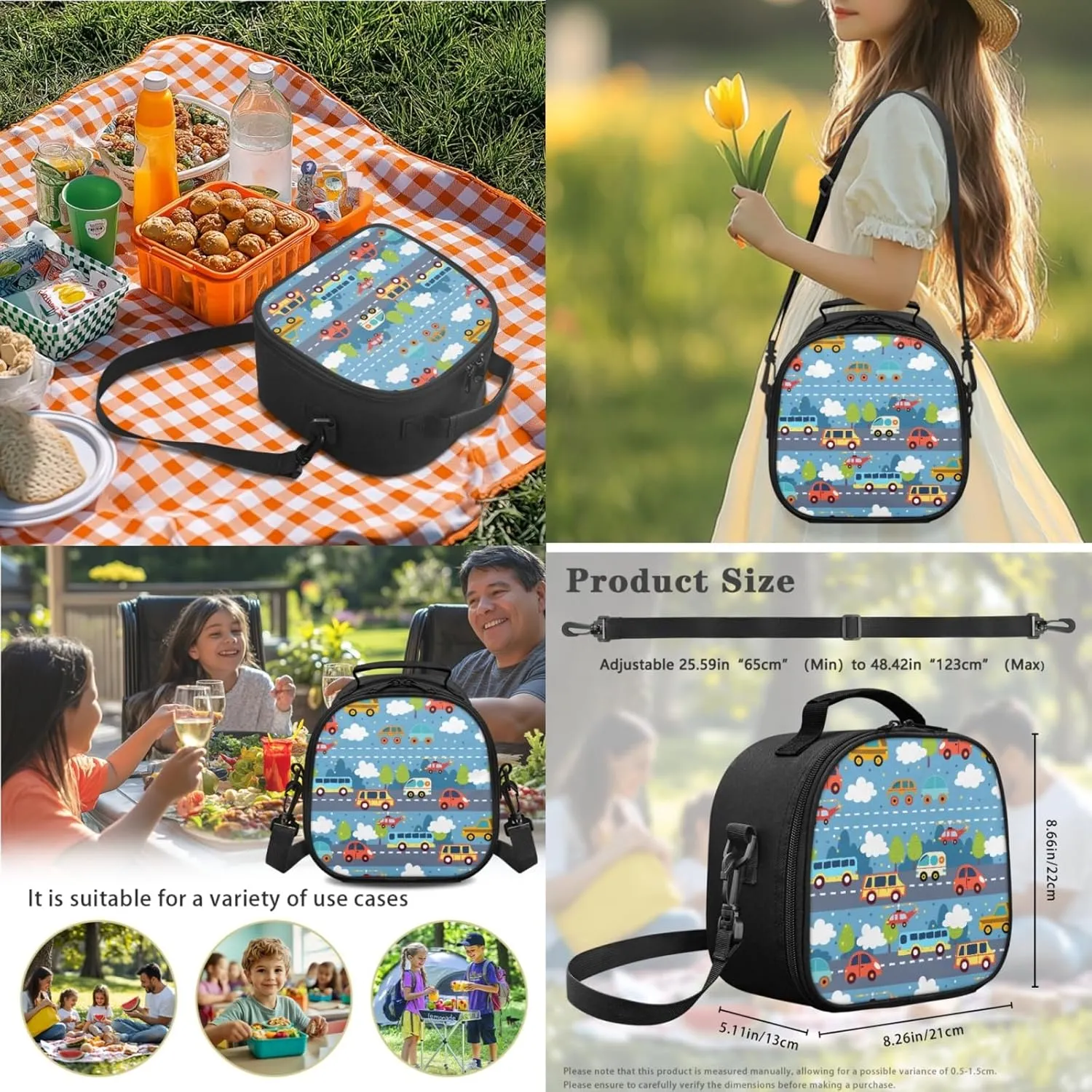 Car Boys 3 Pcs Backpack Set with Lunch Box Water Bottle for Elementary Kids Bookbag Large Daypack for Age 3-9 Children School Bag for Girls 17 Inch Book Bags