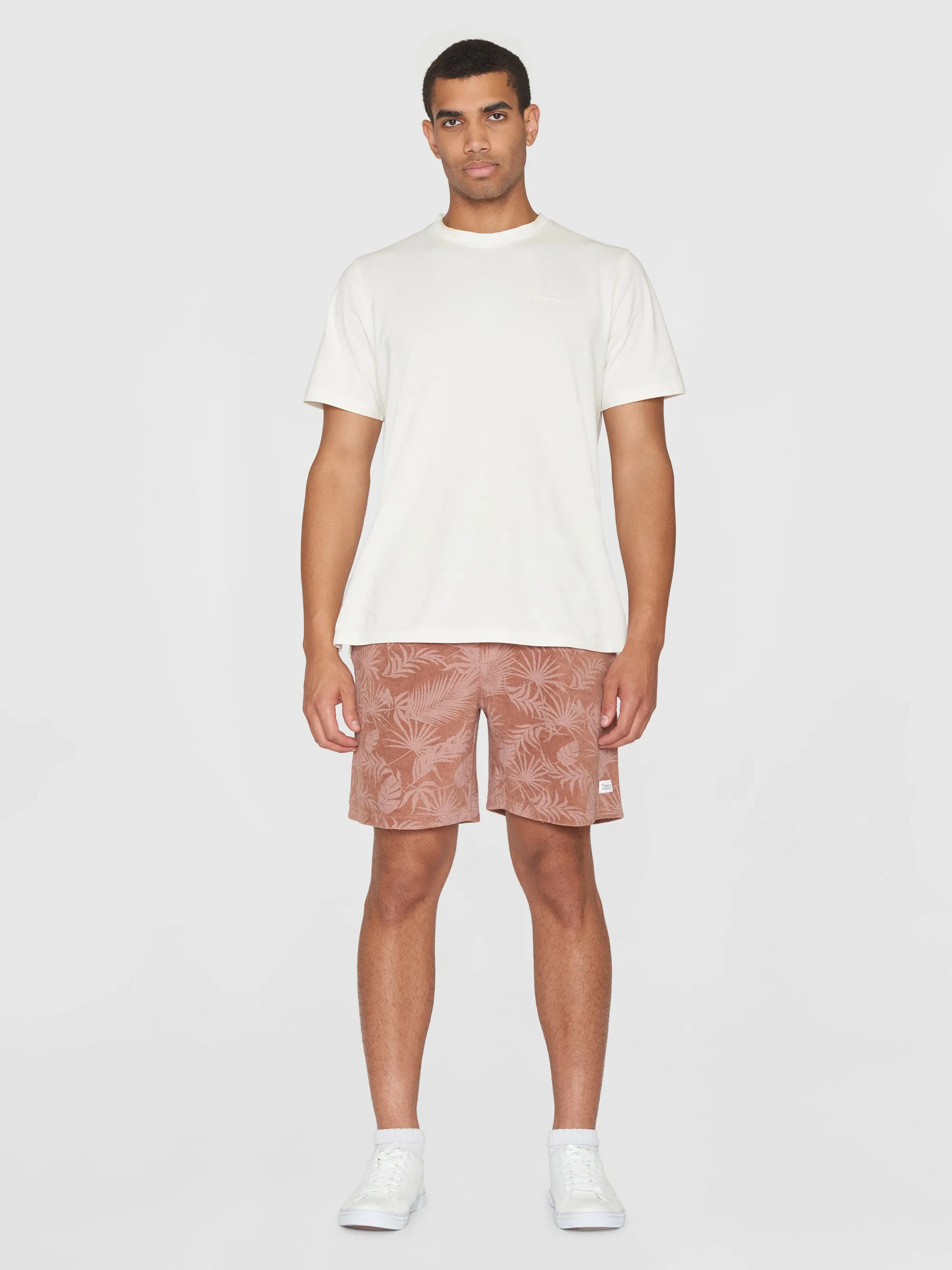 Casual printed terry short - Brown