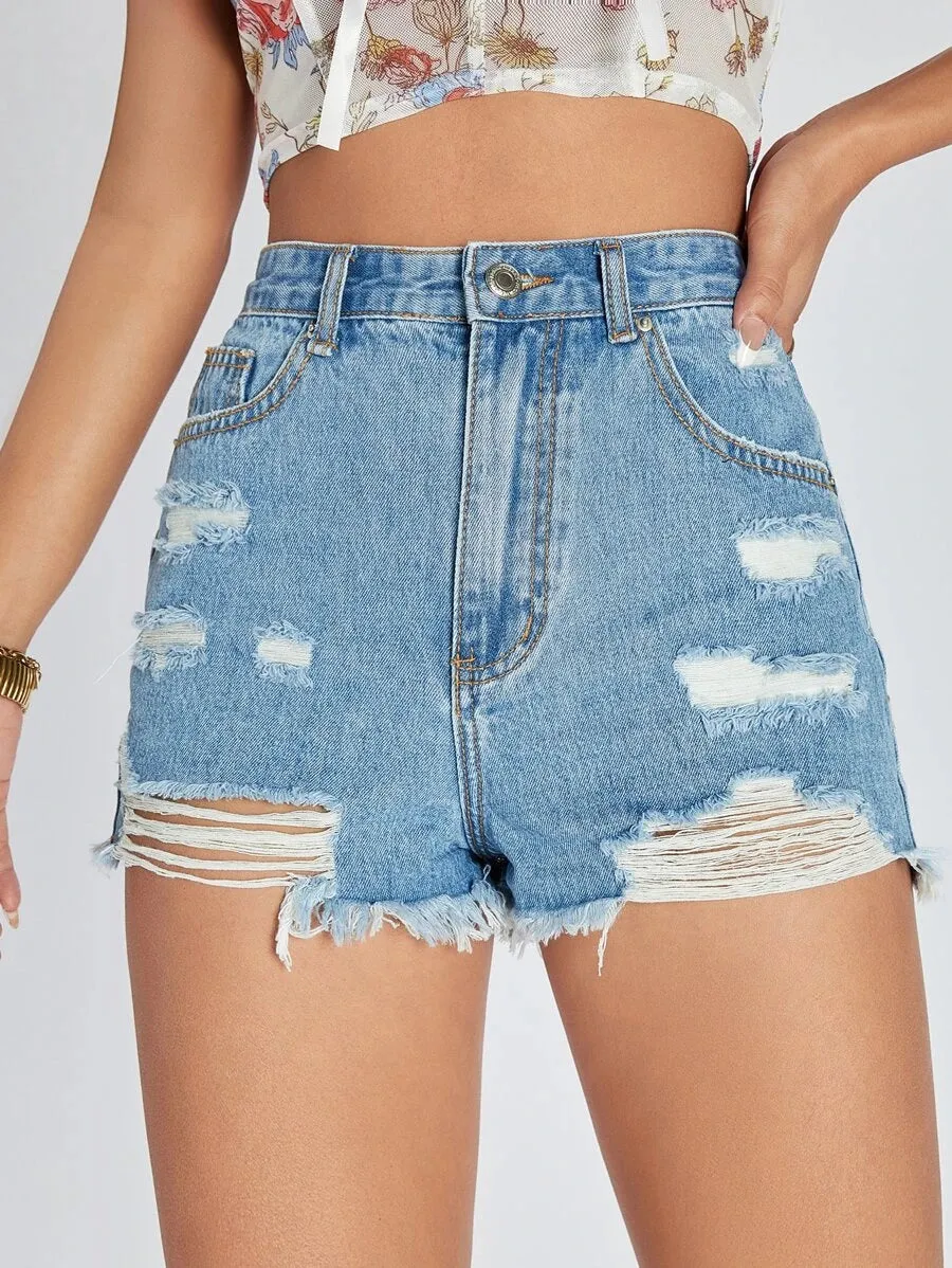 Casual Style Denim Shorts