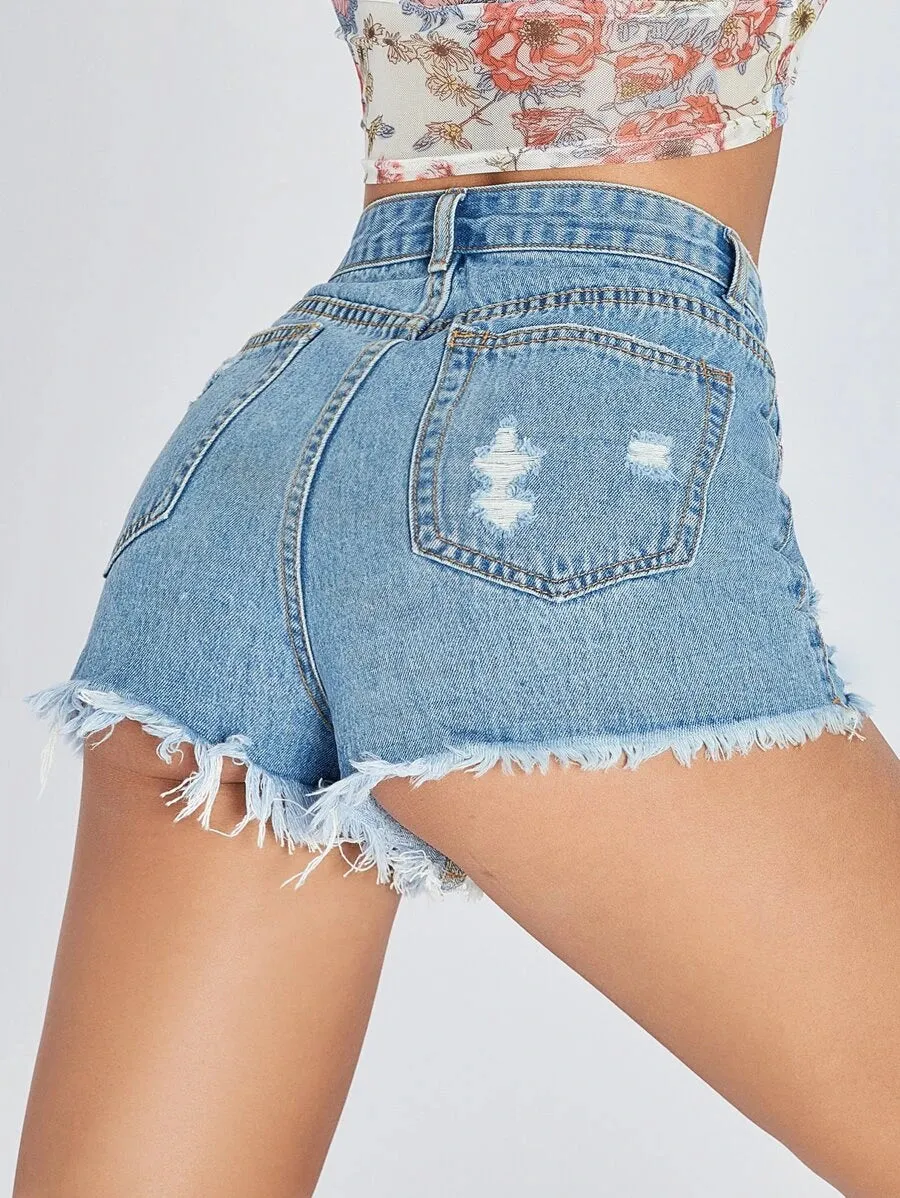 Casual Style Denim Shorts
