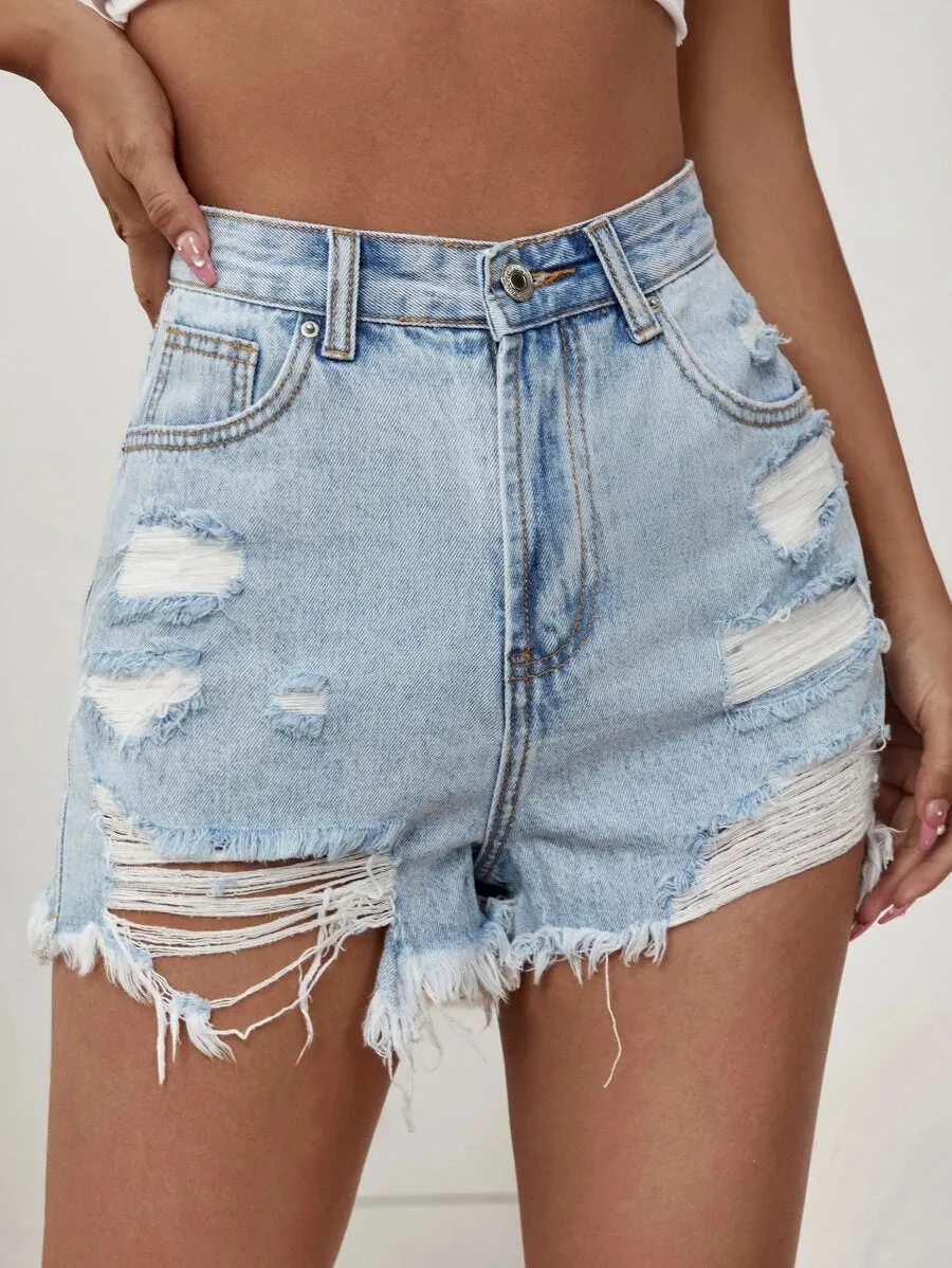 Casual Style Denim Shorts