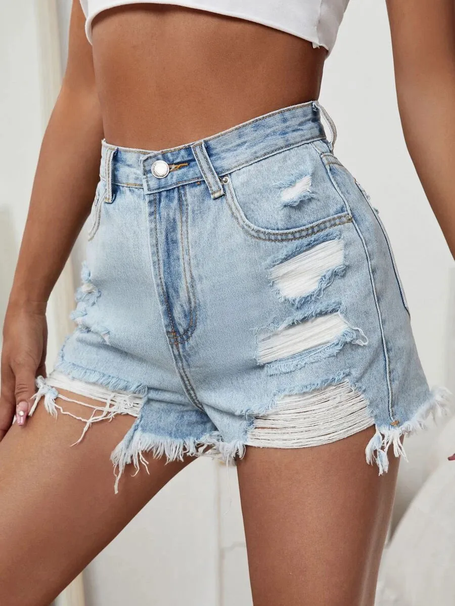 Casual Style Denim Shorts