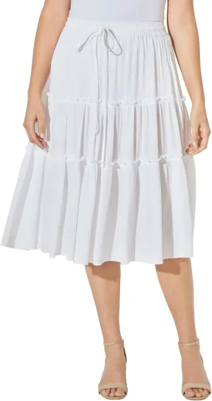Catherines Women's Plus Size Tiered Midi Skirt
