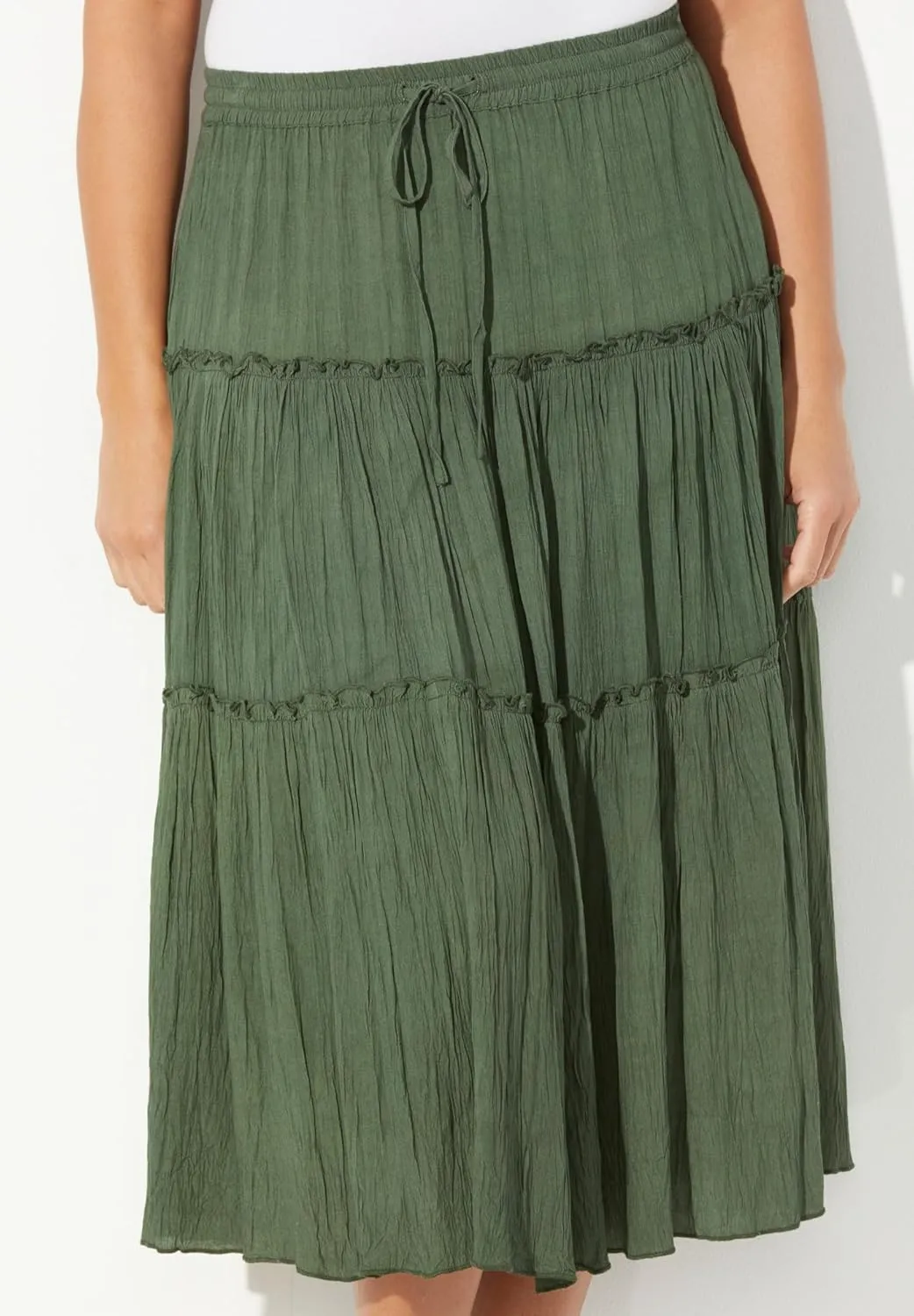 Catherines Women's Plus Size Tiered Midi Skirt