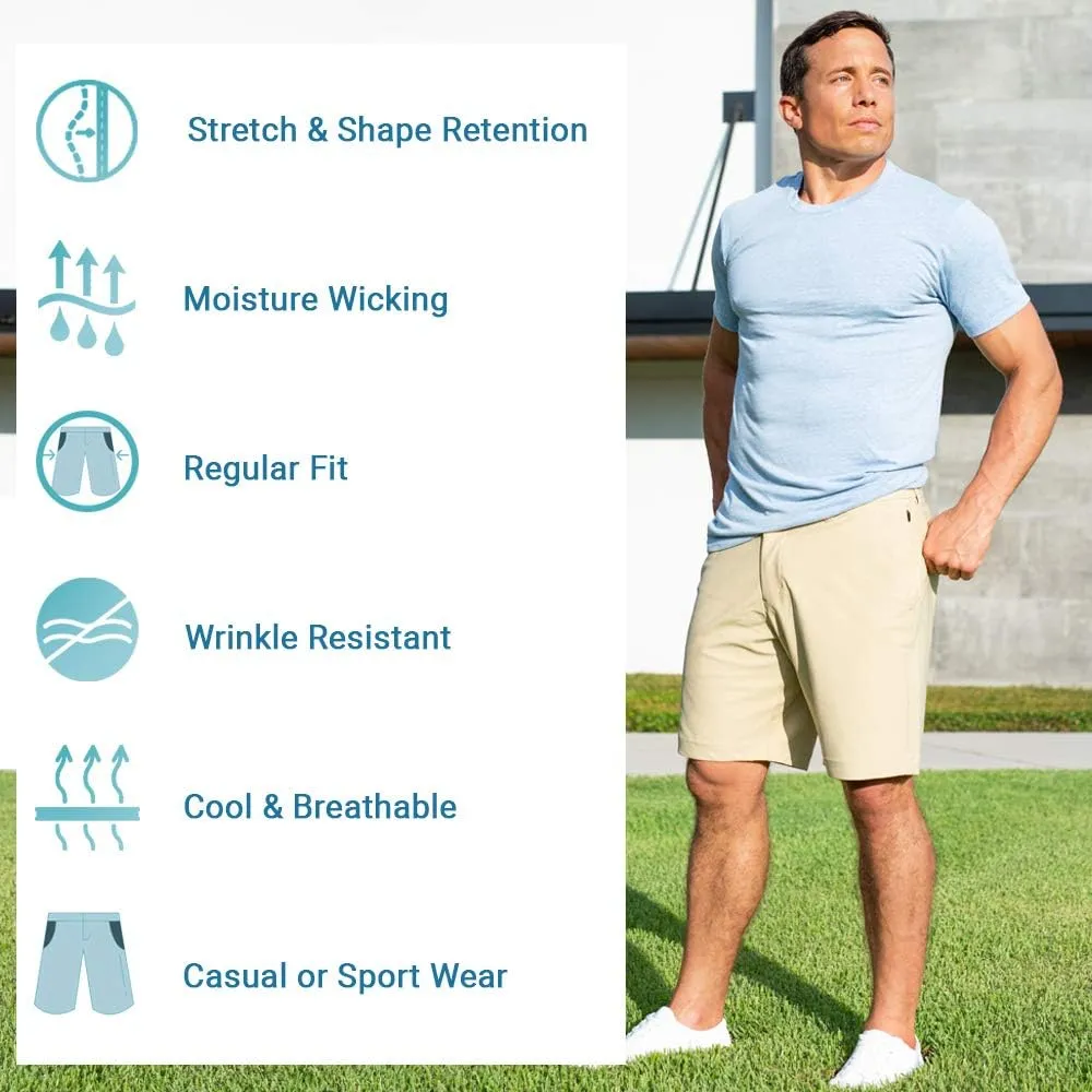 CC Regular & Slim Fit 9" Quick Dry No-Iron Mens Casual Shorts | Durable Chino Shorts for Men | Comfortable Mens Chino Shorts