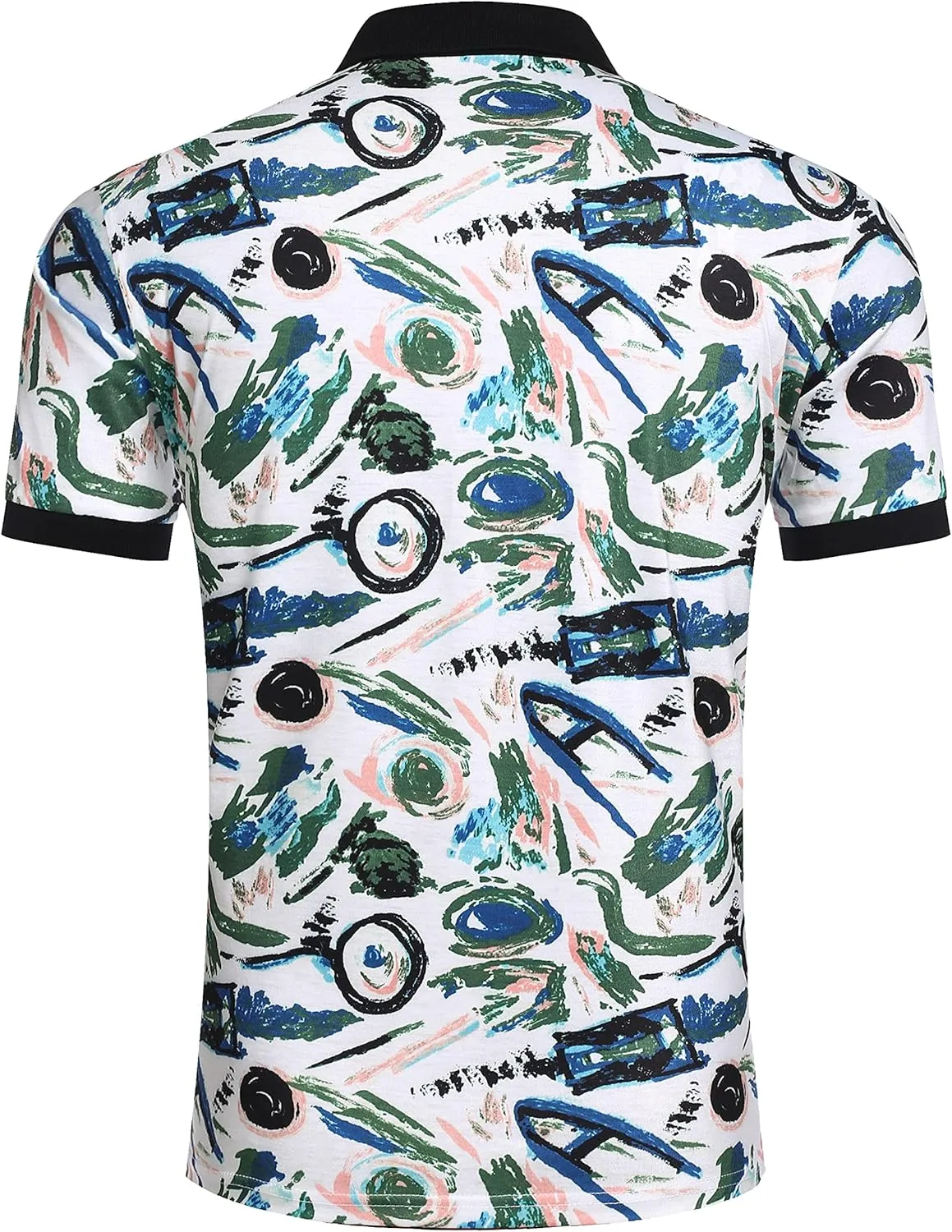 COOFANDY Mens Casual Short Sleeve Polo Shirts Slim Fit Paisley Polo T Shirts Floral Print Shirt