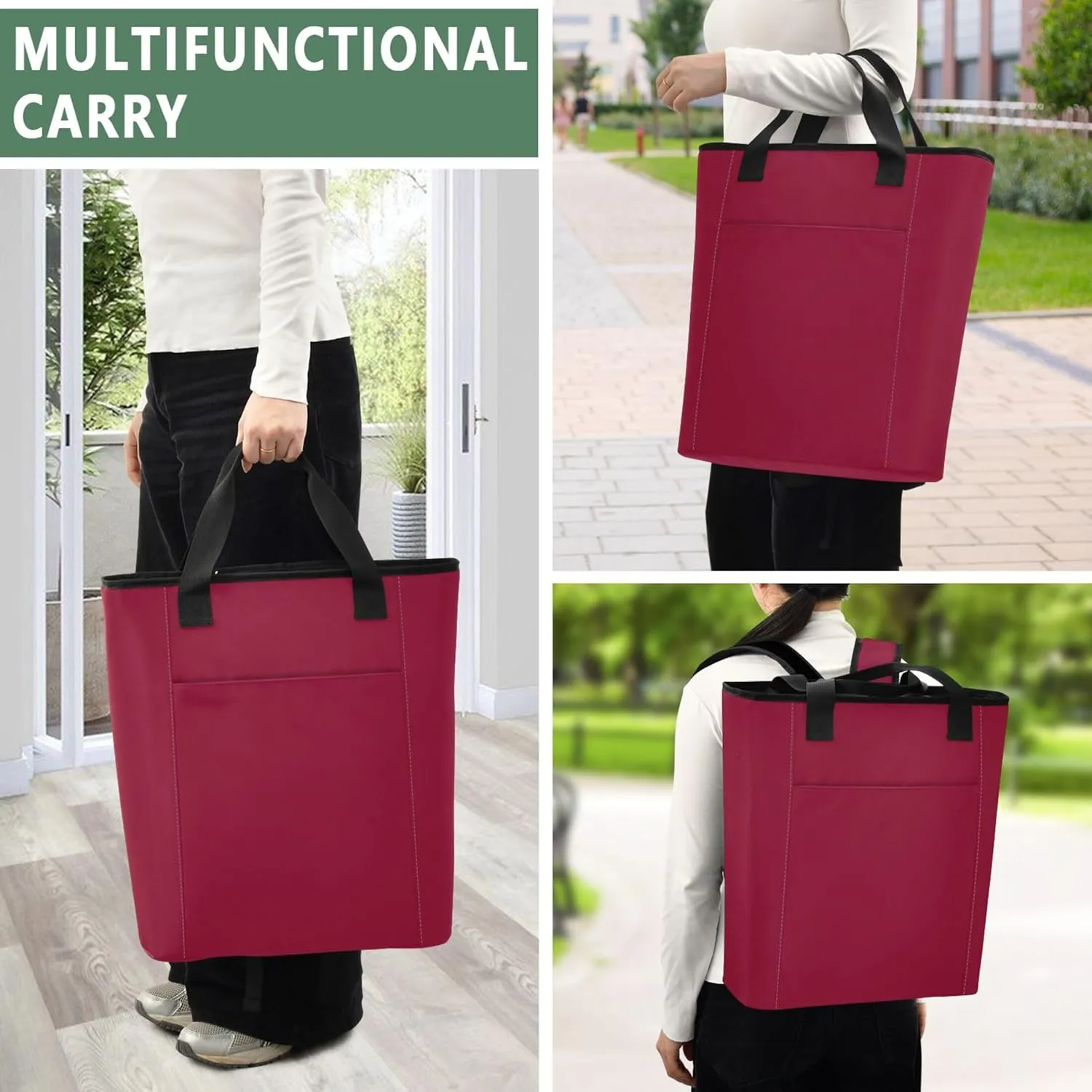 Cooler Bag Burgundy Cooler Lunch Bag 36 Cans Shopping Tote for Groceries