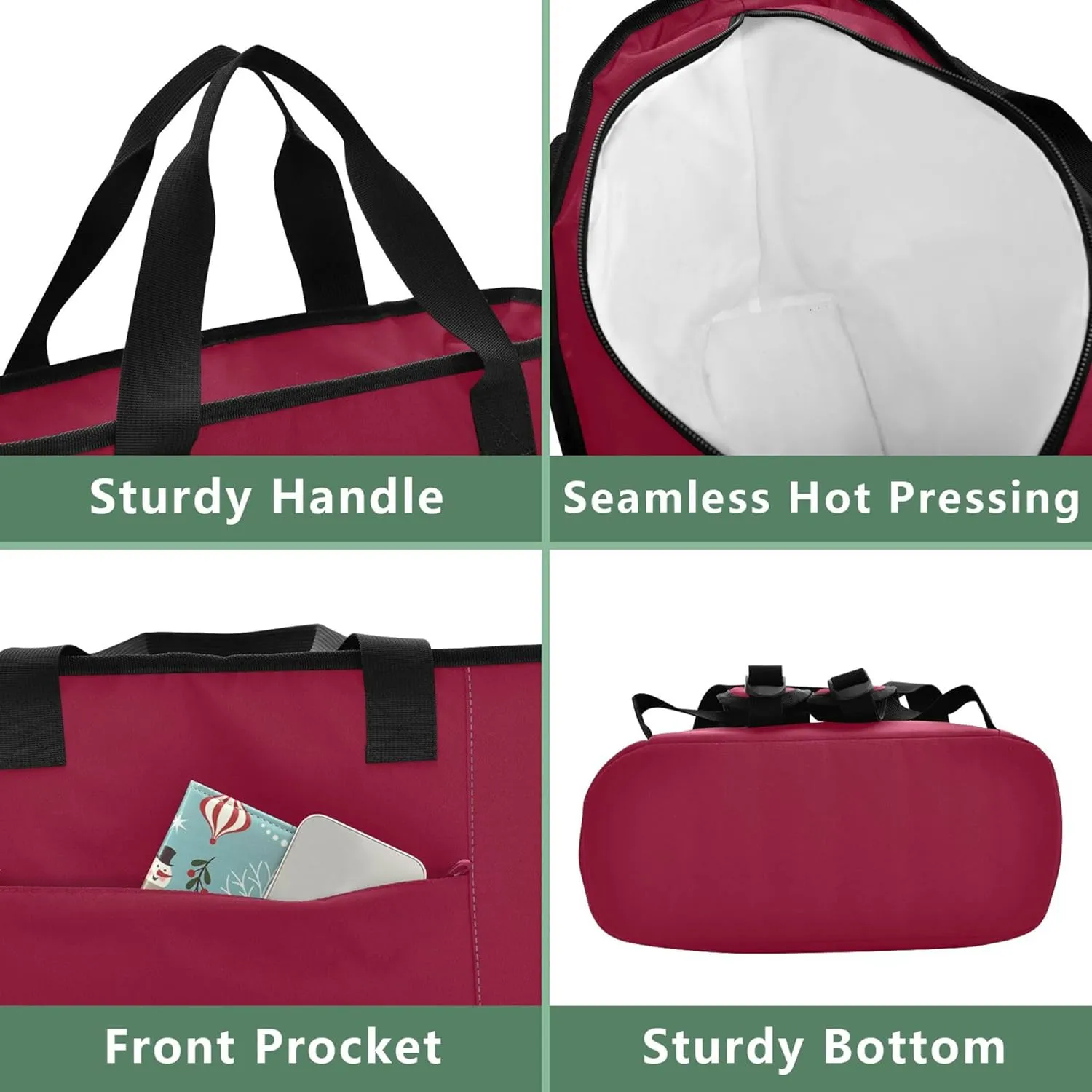 Cooler Bag Burgundy Cooler Lunch Bag 36 Cans Shopping Tote for Groceries