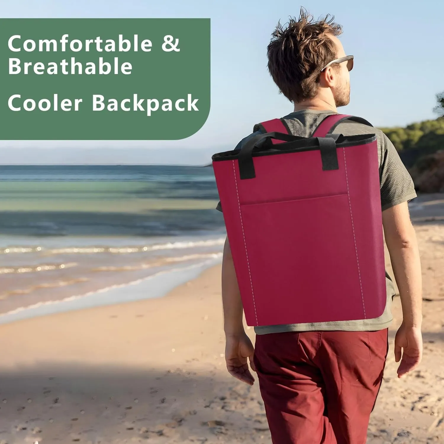 Cooler Bag Burgundy Cooler Lunch Bag 36 Cans Shopping Tote for Groceries