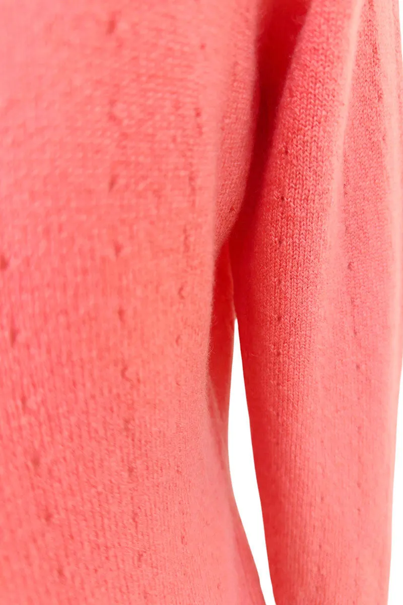 Coral Cashmere Cardigan - Pointelle