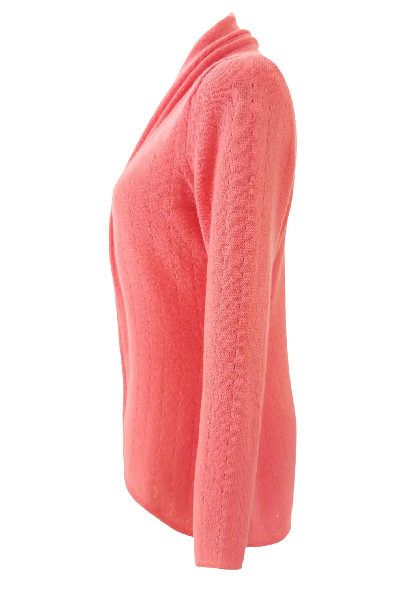 Coral Cashmere Cardigan - Pointelle