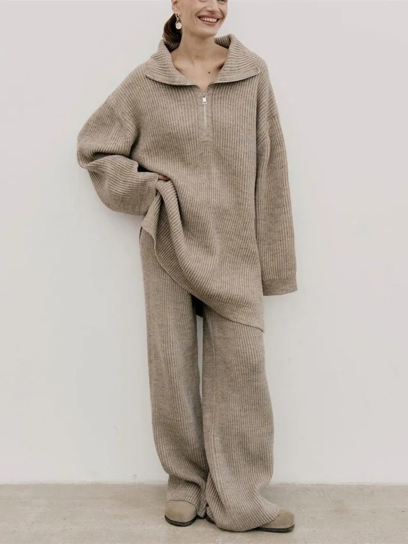 Cozy Half-Zip Sweater Set