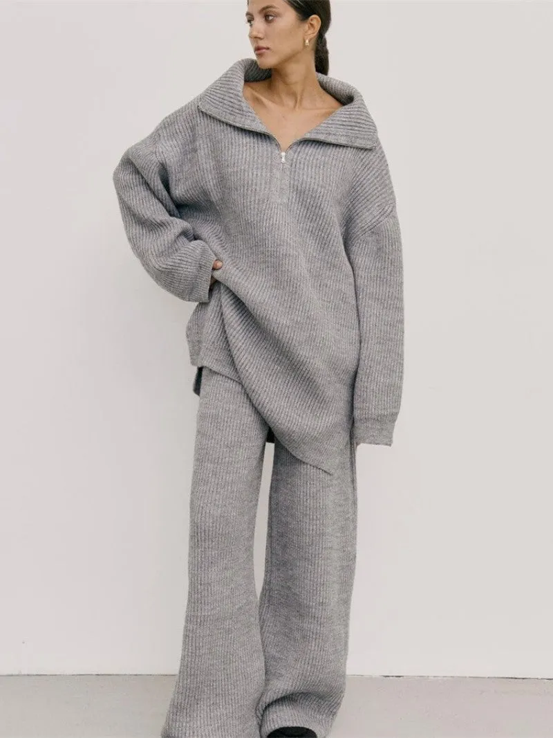 Cozy Half-Zip Sweater Set