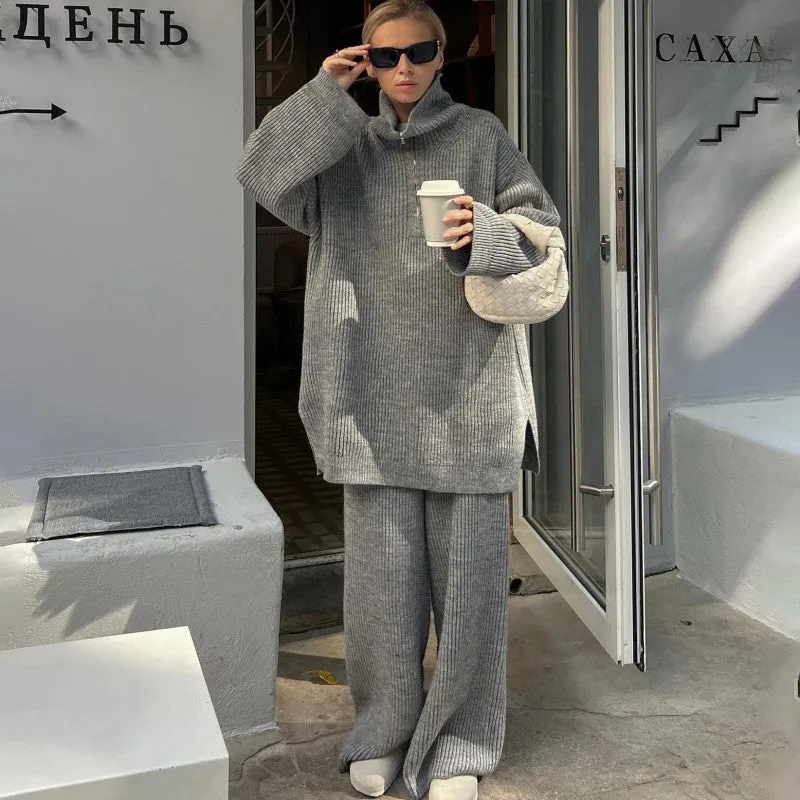 Cozy Half-Zip Sweater Set