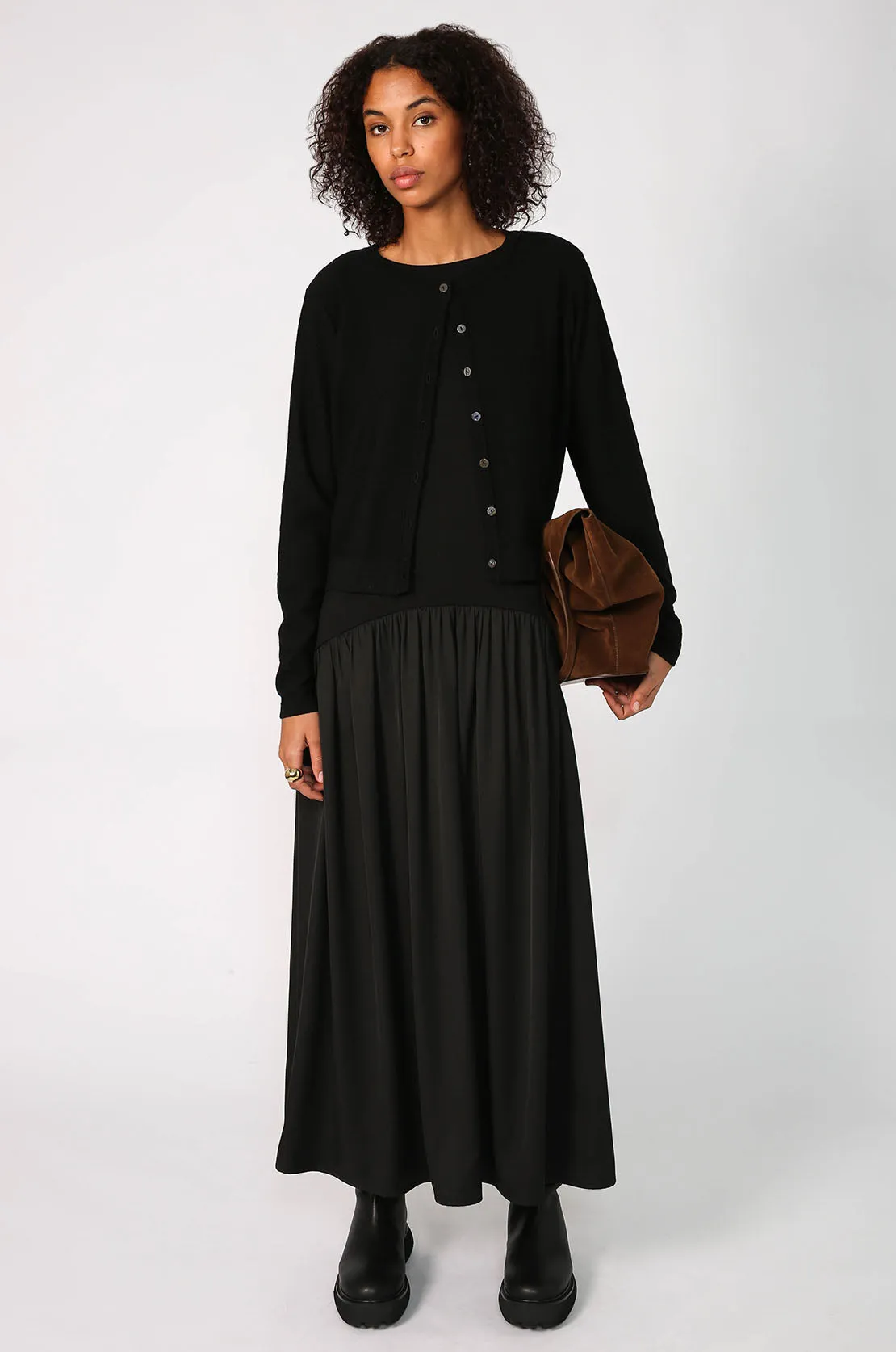 crisp cardi / black merino