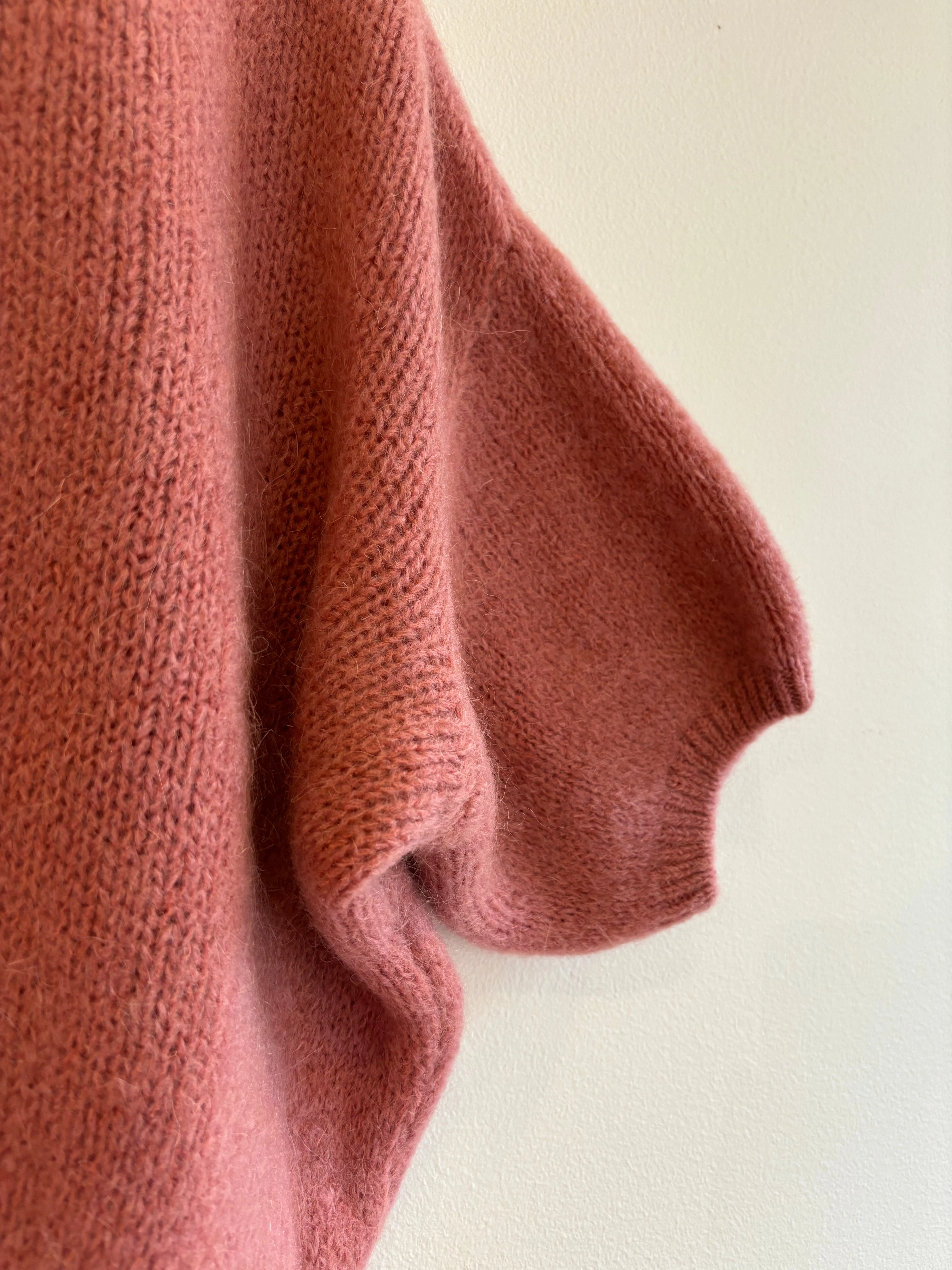 Cropped Sleeve Mohair Cardigan Rose Pink