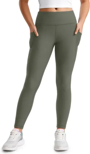CRZ YOGA Girls Thermal Fleece Lined Athletic Leggings Water Resistant High Waist Warm Winter Kids Lounge Pants Side Pockets