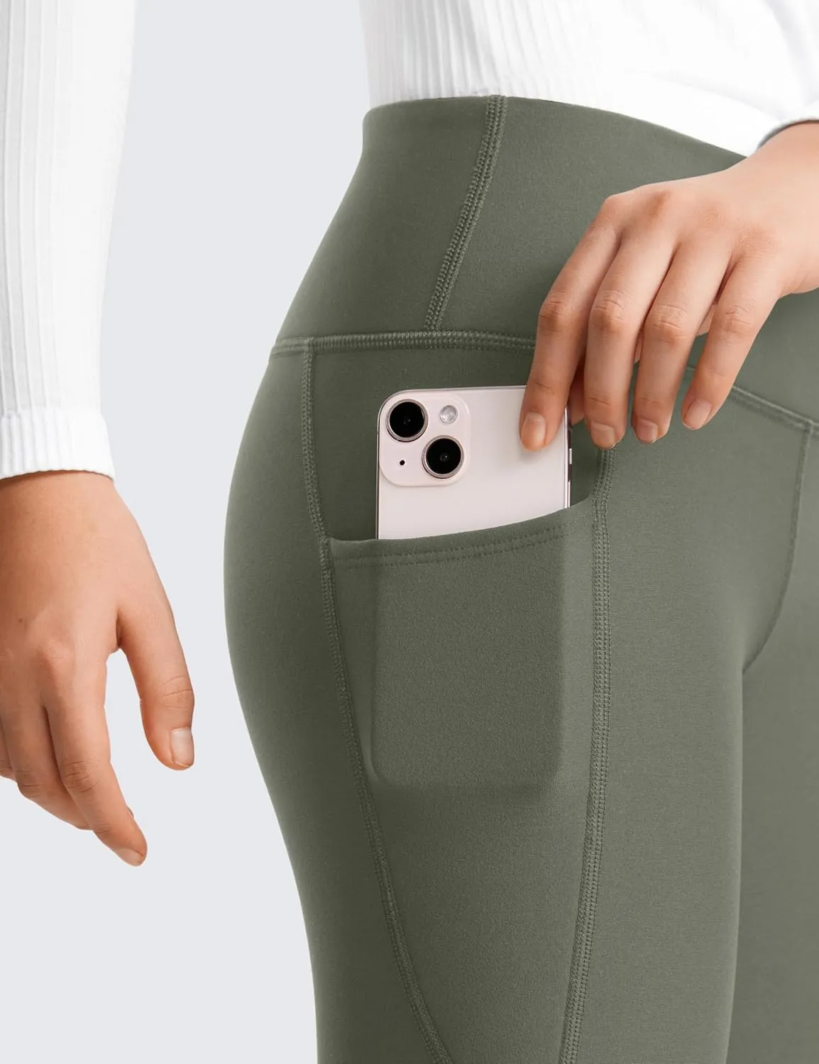 CRZ YOGA Girls Thermal Fleece Lined Athletic Leggings Water Resistant High Waist Warm Winter Kids Lounge Pants Side Pockets