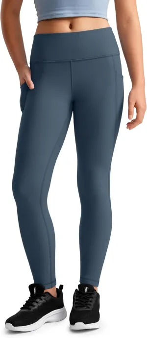 CRZ YOGA Girls Thermal Fleece Lined Athletic Leggings Water Resistant High Waist Warm Winter Kids Lounge Pants Side Pockets
