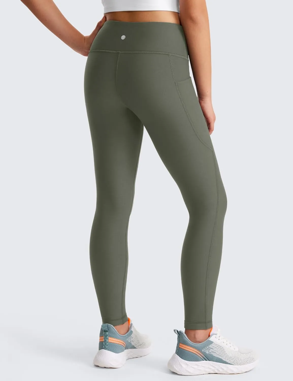 CRZ YOGA Girls Thermal Fleece Lined Athletic Leggings Water Resistant High Waist Warm Winter Kids Lounge Pants Side Pockets