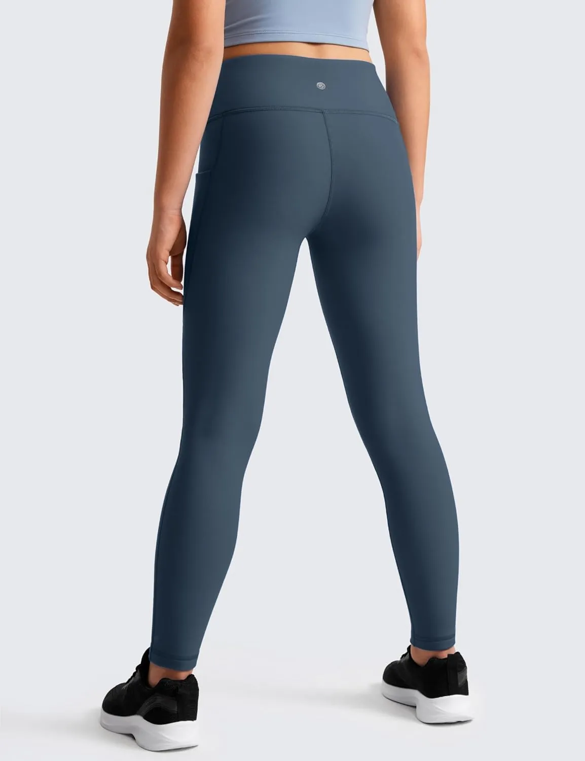 CRZ YOGA Girls Thermal Fleece Lined Athletic Leggings Water Resistant High Waist Warm Winter Kids Lounge Pants Side Pockets